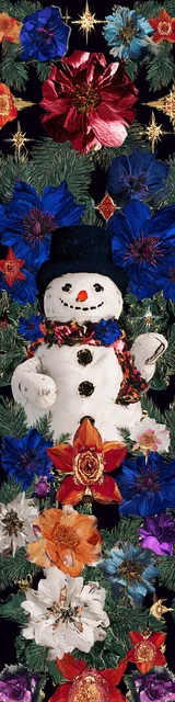 Free printable Christmas bookmarks of a blue floral snowman